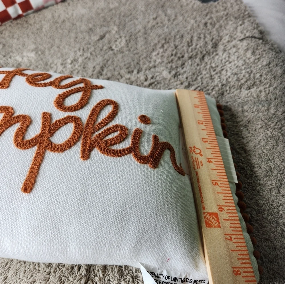 2 Fall Decorative Pillows (1 Pumpkin Pillow & 1 Orange Squares Pillow)